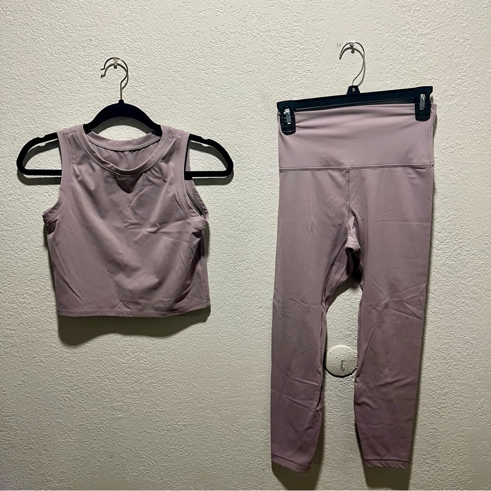 HeyNuts Mauve Athletic Tank and High Rise Leggings Set
